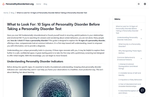 What to Look For: 10 Signs of Personality Disorder Before Taking a Personality Disorder Test