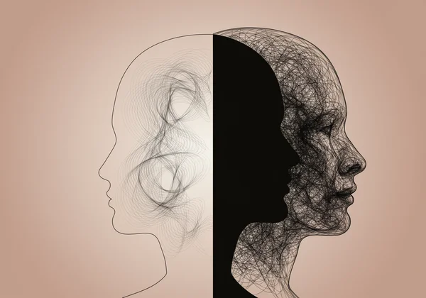 一个人沉思自我探索之旅，抽象心灵