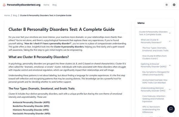 Cluster B Personality Disorders Test: A Complete Guide