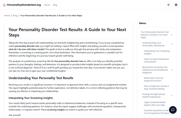 Your Personality Disorder Test Results: A Guide to Your Next Steps