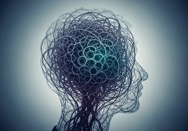 Person feeling misunderstood, abstract complex thoughts.