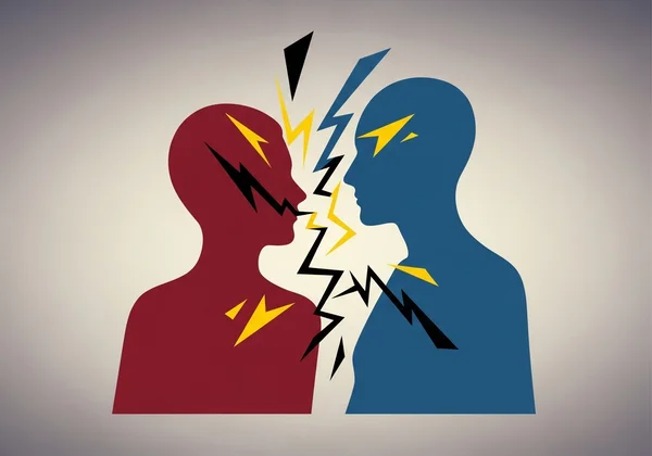 Abstract representation of relationship conflict and friction.